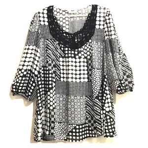 Black and white polka dot top with lace detail